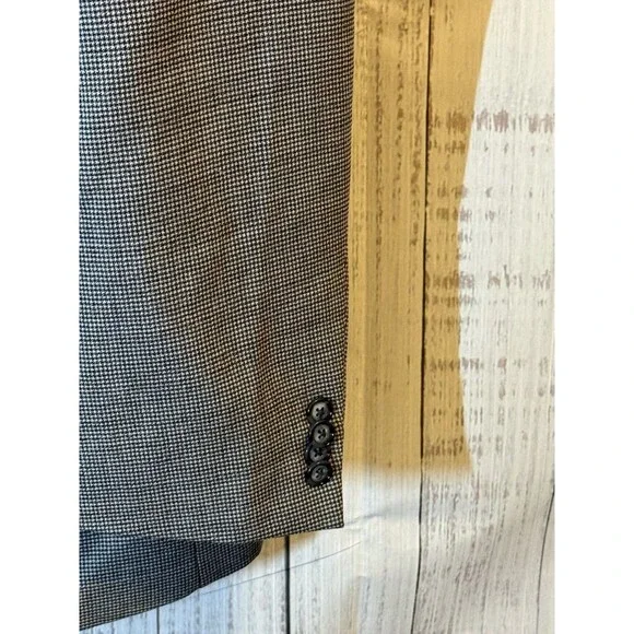 Kenneth Cole Men’s Suit Coat 48 Regular 100% Wool Houndstooth - Picture 2 of 6